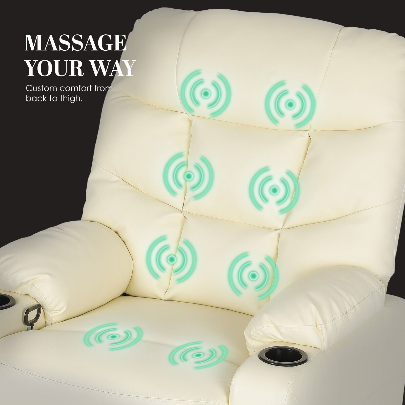 8-Point Electric Massage Recliner Chair - PU Leather Lounge Sofa Armchair ARLEEN BEIGE V274-FT-MRC-6115PU-CR
