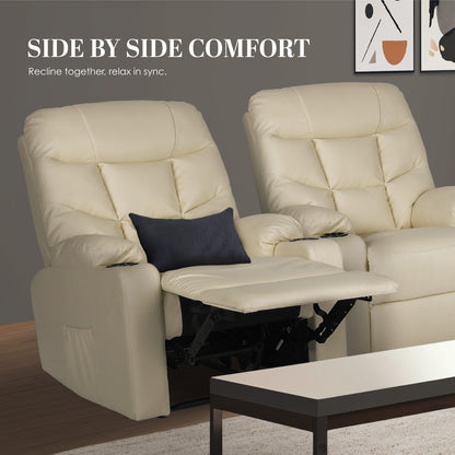 8-Point Electric Massage Recliner Chair - PU Leather Lounge Sofa Armchair ARLEEN BEIGE V274-FT-MRC-6115PU-CR