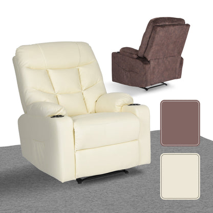 8-Point Electric Massage Recliner Chair - PU Leather Lounge Sofa Armchair ARLEEN BEIGE V274-FT-MRC-6115PU-CR