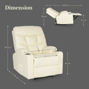 8-Point Electric Massage Recliner Chair - PU Leather Lounge Sofa Armchair ARLEEN BEIGE V274-FT-MRC-6115PU-CR