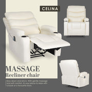 8-Point Electric Massage Recliner Chair - PU Leather Lounge Sofa Armchair CELINA CREAM V274-FT-MRC-6175PU-CR