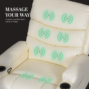 8-Point Electric Massage Recliner Chair - PU Leather Lounge Sofa Armchair CELINA CREAM V274-FT-MRC-6175PU-CR