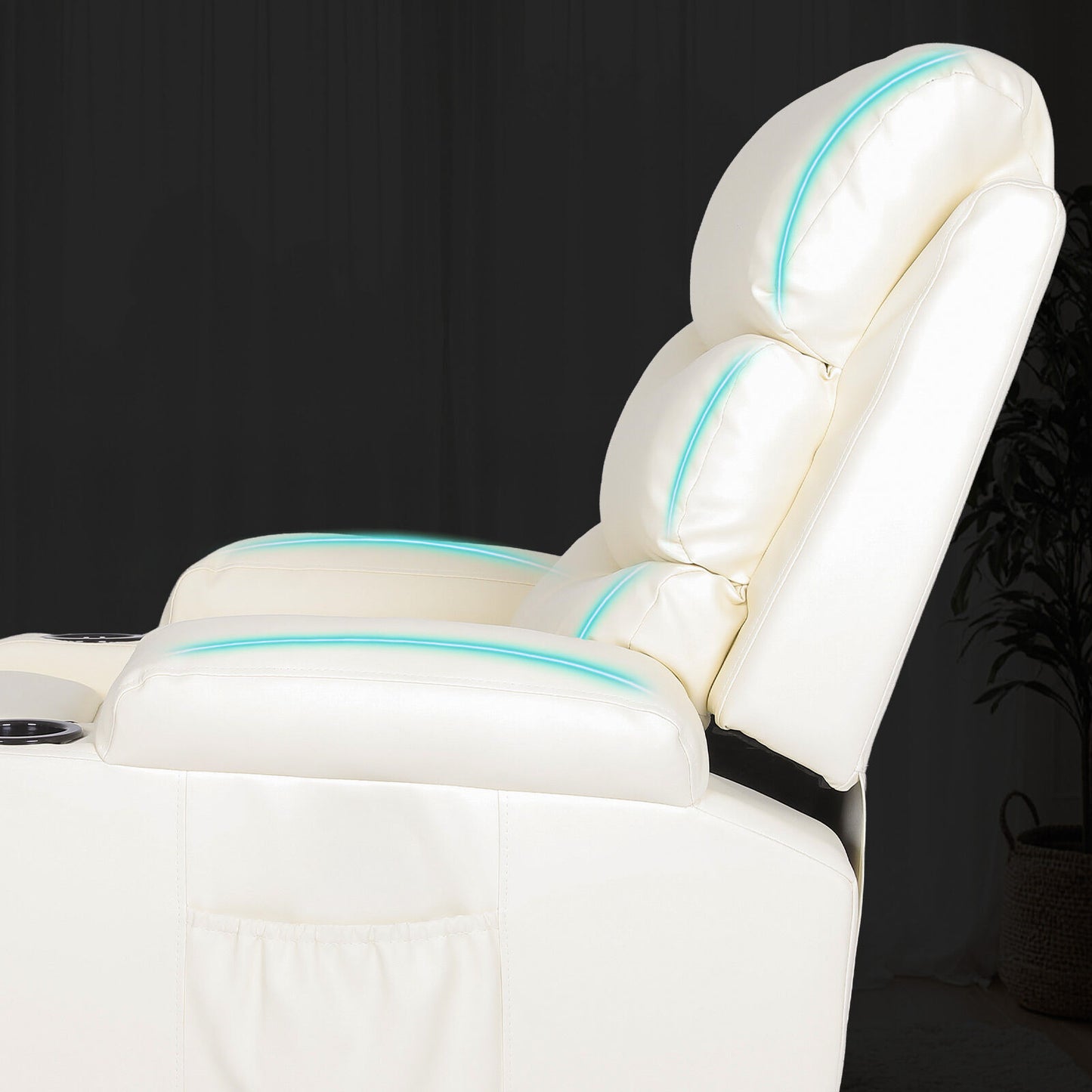 8-Point Electric Massage Recliner Chair - PU Leather Lounge Sofa Armchair CELINA CREAM V274-FT-MRC-6175PU-CR