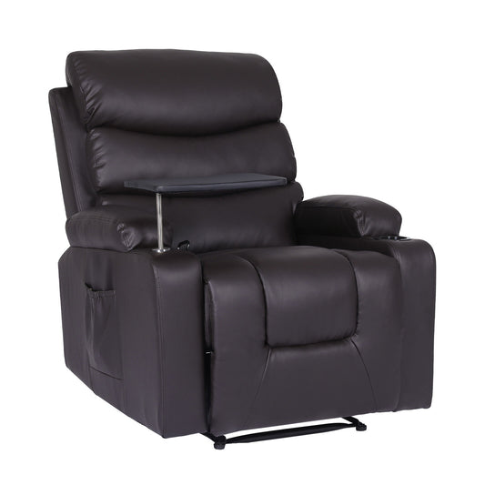 8-Point Electric Massage Recliner Chair - PU Leather Electric Lounge Sofa Armchair HARLOW BROWN V274-FT-MRC-6175PU-DBN