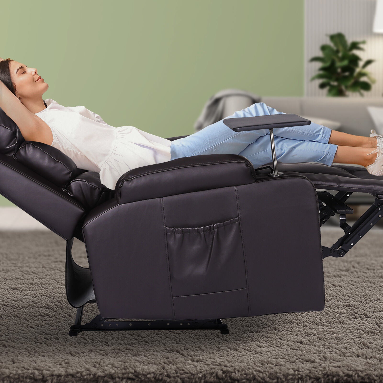 8-Point Electric Massage Recliner Chair - PU Leather Electric Lounge Sofa Armchair HARLOW BROWN V274-FT-MRC-6175PU-DBN