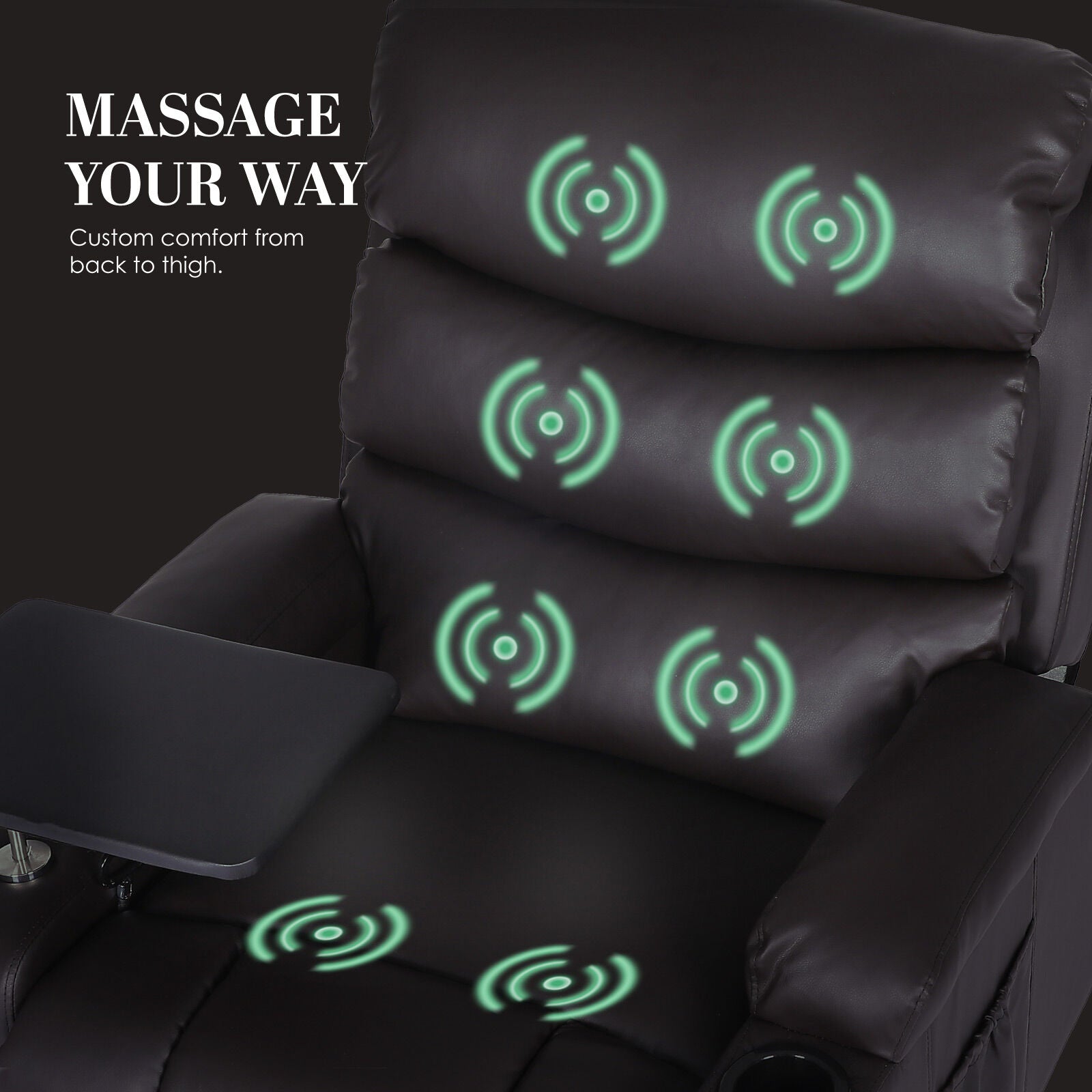 8-Point Electric Massage Recliner Chair - PU Leather Electric Lounge Sofa Armchair HARLOW BROWN V274-FT-MRC-6175PU-DBN