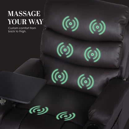 8-Point Electric Massage Recliner Chair - PU Leather Electric Lounge Sofa Armchair HARLOW BROWN V274-FT-MRC-6175PU-DBN