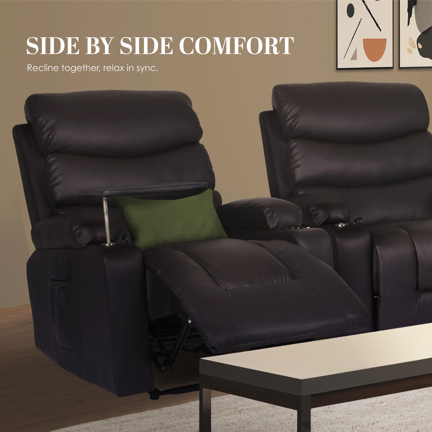 8-Point Electric Massage Recliner Chair - PU Leather Electric Lounge Sofa Armchair HARLOW BROWN V274-FT-MRC-6175PU-DBN
