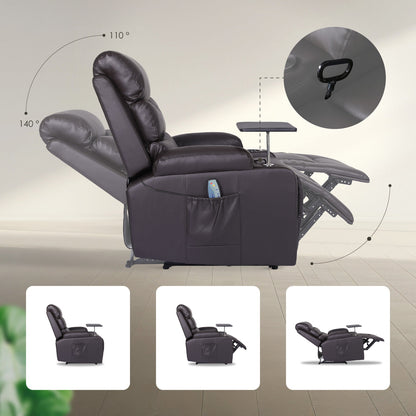 8-Point Electric Massage Recliner Chair - PU Leather Electric Lounge Sofa Armchair HARLOW BROWN V274-FT-MRC-6175PU-DBN