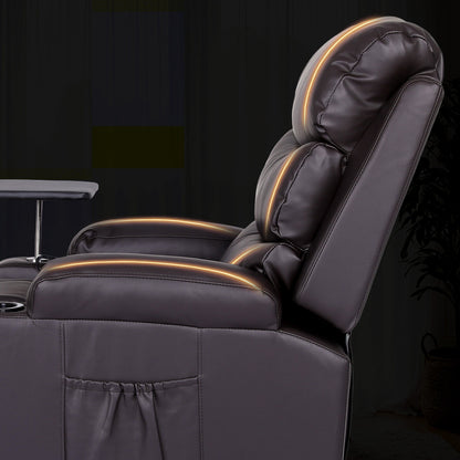 8-Point Electric Massage Recliner Chair - PU Leather Electric Lounge Sofa Armchair HARLOW BROWN V274-FT-MRC-6175PU-DBN