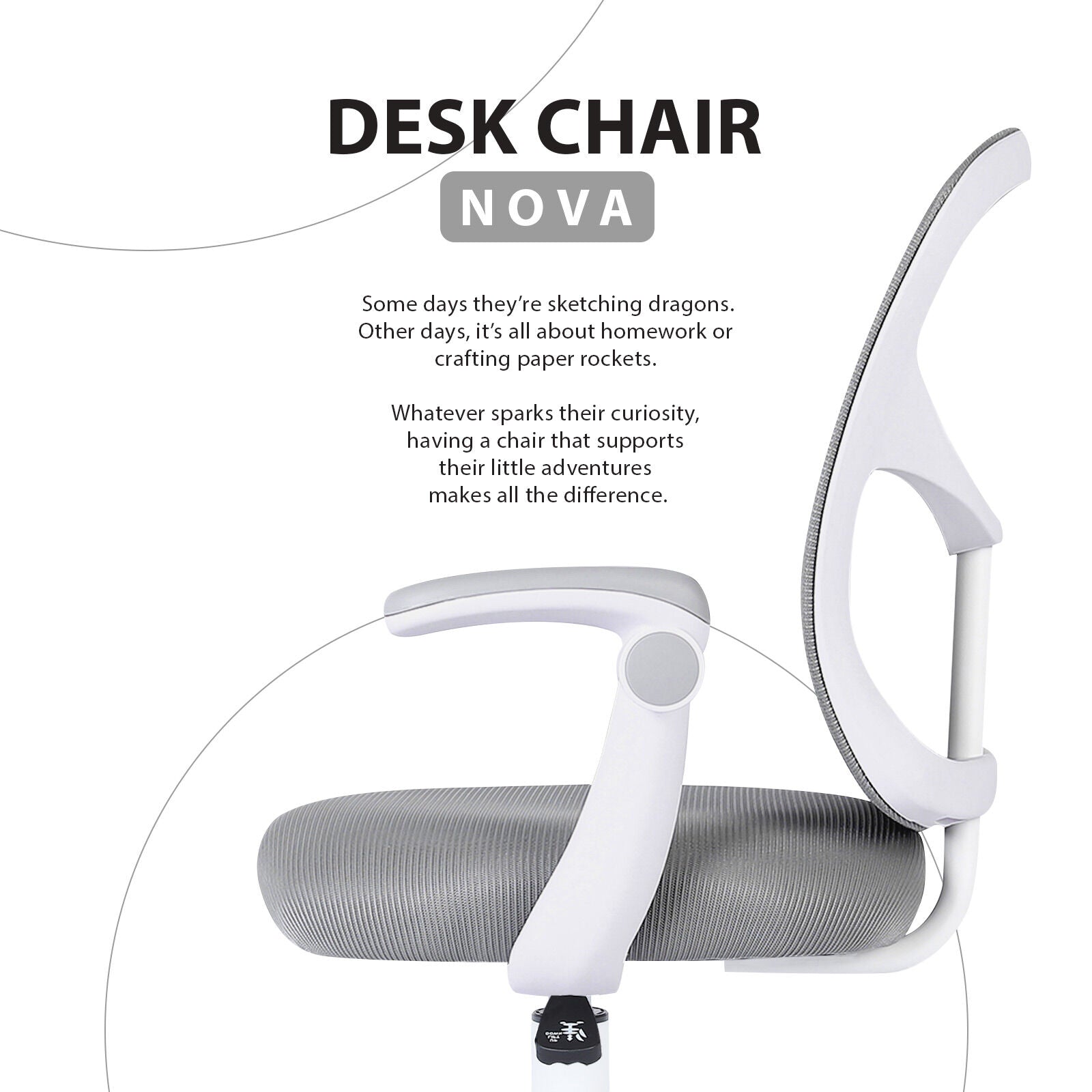Kids Desk Chair - Children Office Study Seat with Footrest NOVA - Grey V274-FT-OC-2611F-FGY