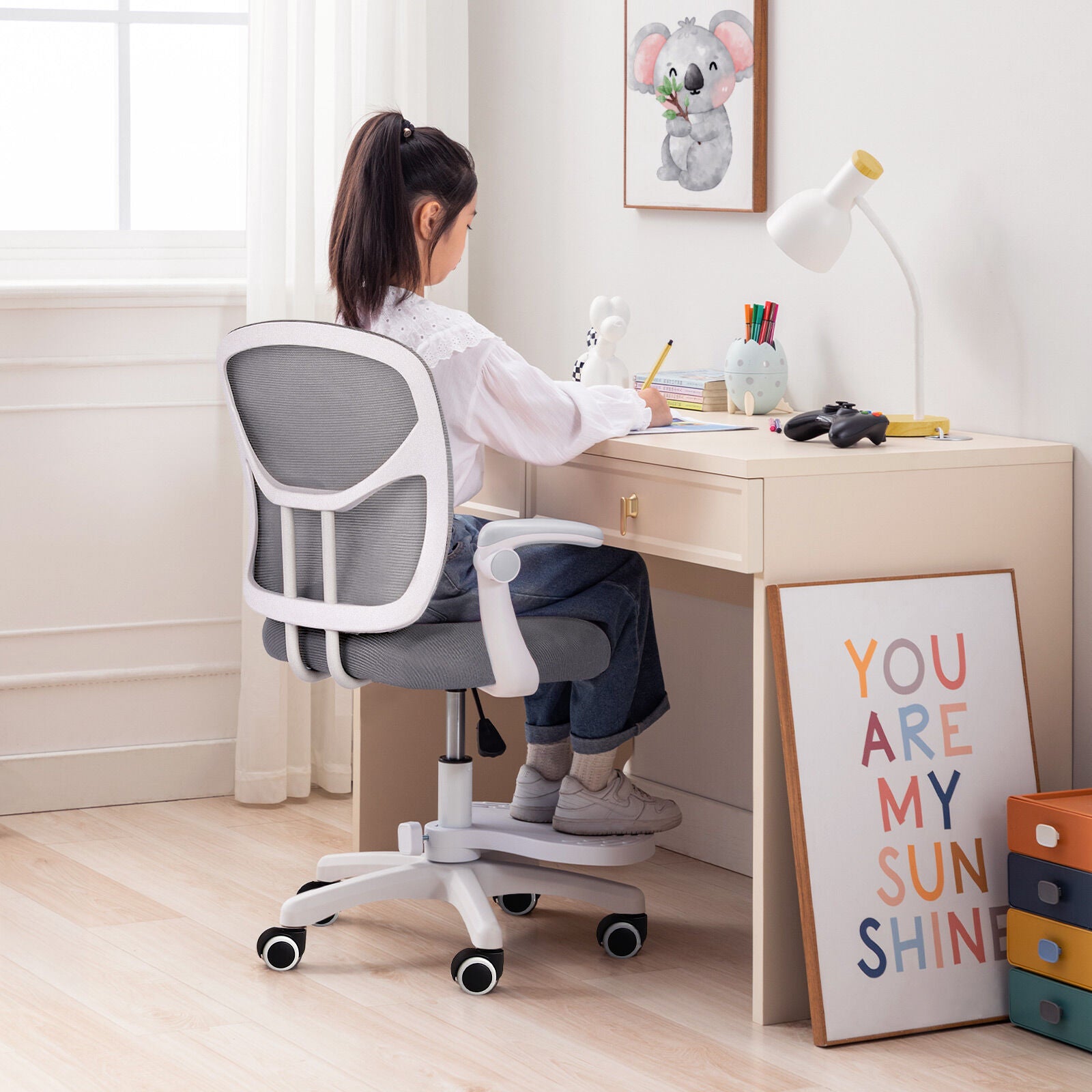 Kids Desk Chair - Children Office Study Seat with Footrest NOVA - Grey V274-FT-OC-2611F-FGY