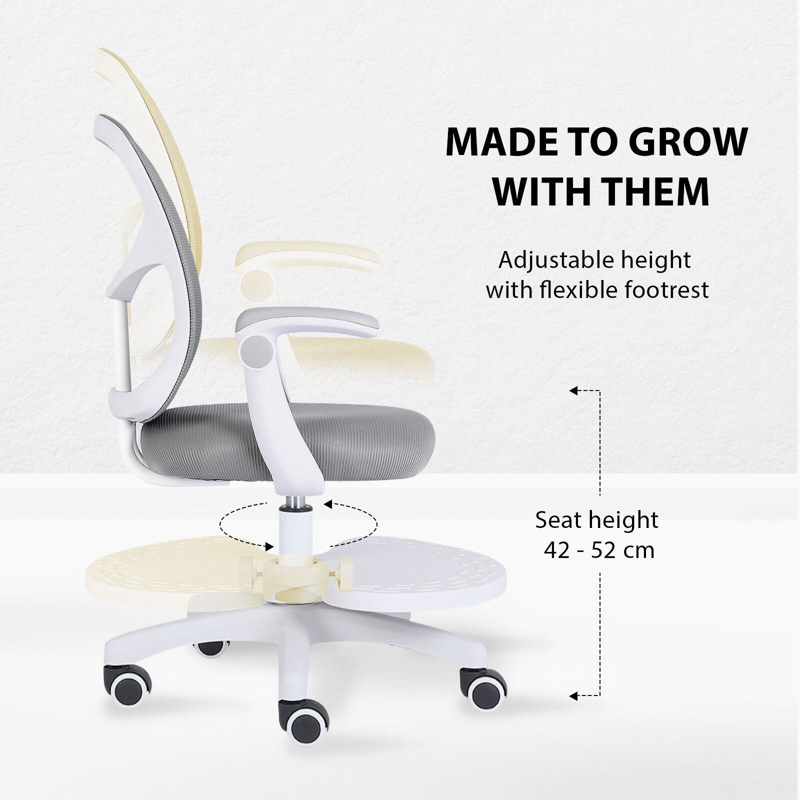 Kids Desk Chair - Children Office Study Seat with Footrest NOVA - Grey V274-FT-OC-2611F-FGY