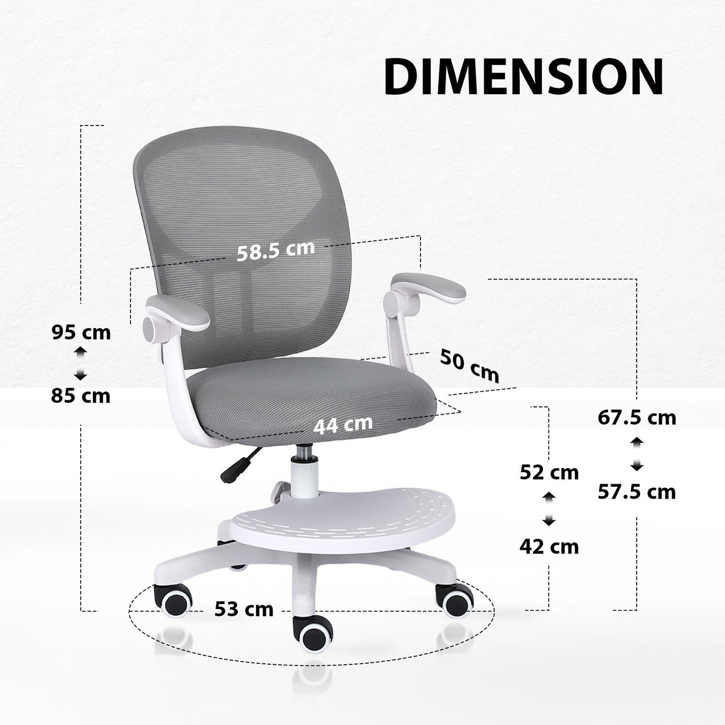 Kids Desk Chair - Children Office Study Seat with Footrest NOVA - Grey V274-FT-OC-2611F-FGY