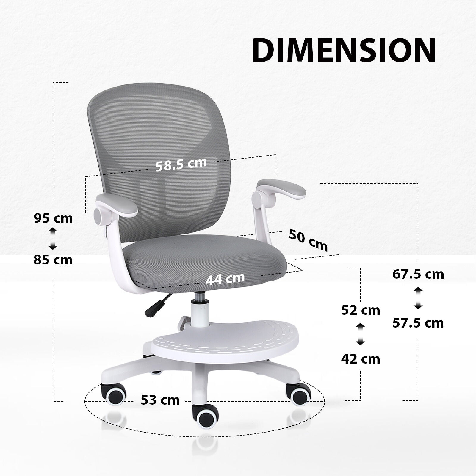 Kids Desk Chair - Children Office Study Seat with Footrest NOVA - Grey V274-FT-OC-2611F-FGY