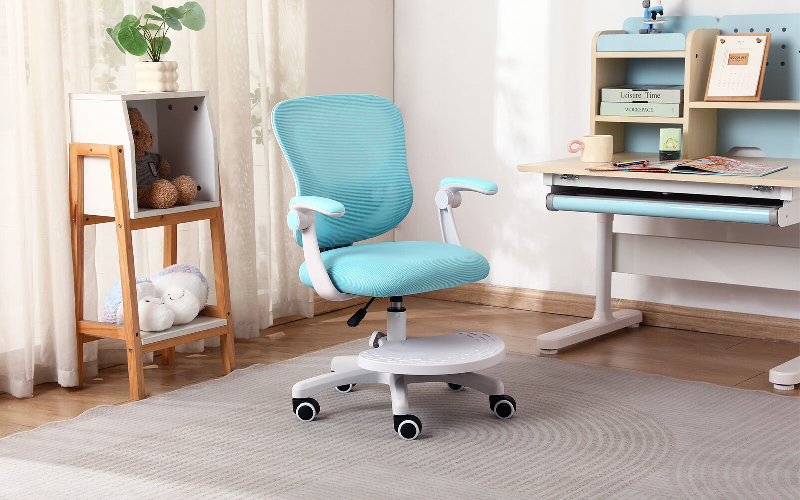 Kids Desk Chair - Children Office Study Seat with Footrest CILO - Blue V274-FT-OC-2615-FBU