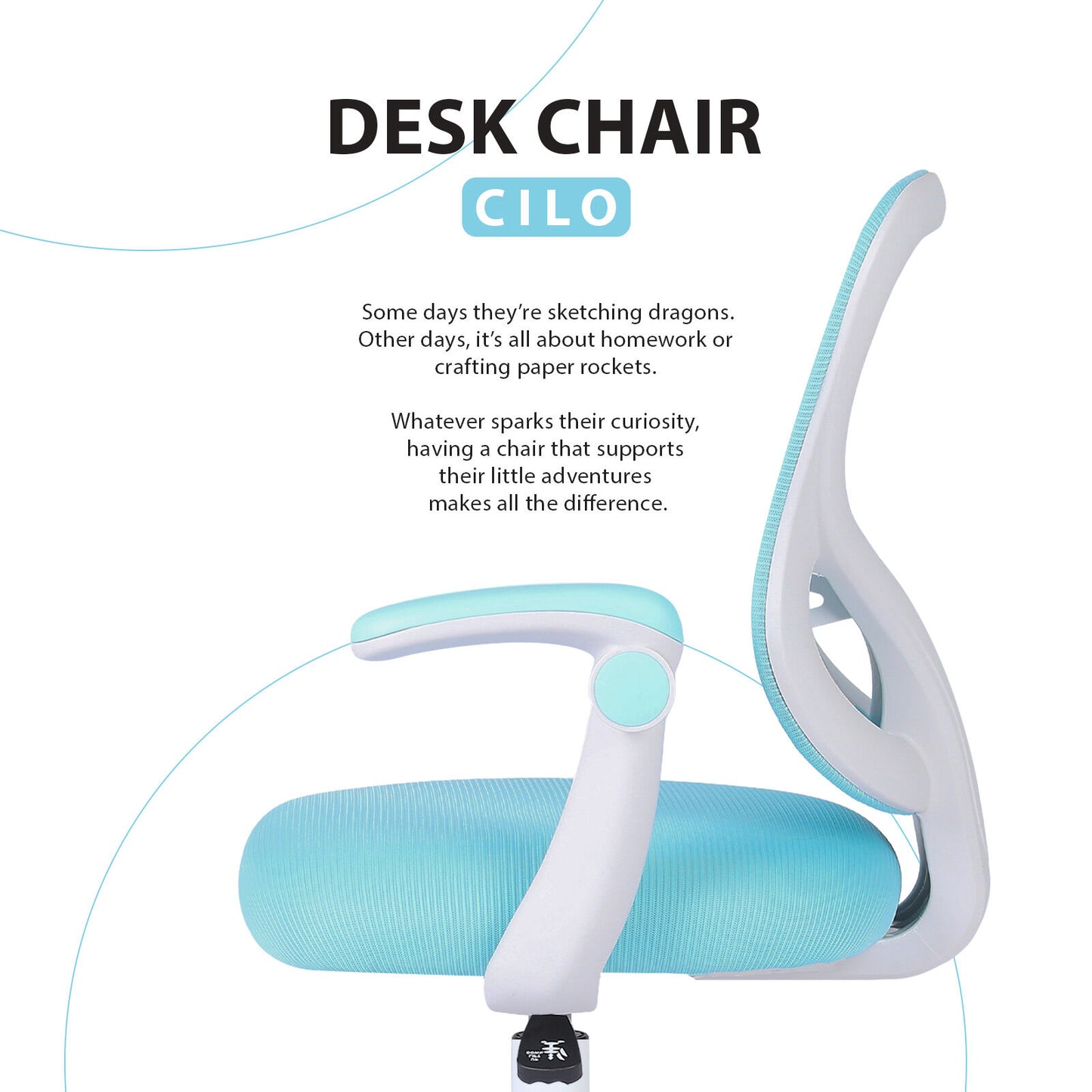 Kids Desk Chair - Children Office Study Seat with Footrest CILO - Blue V274-FT-OC-2615-FBU