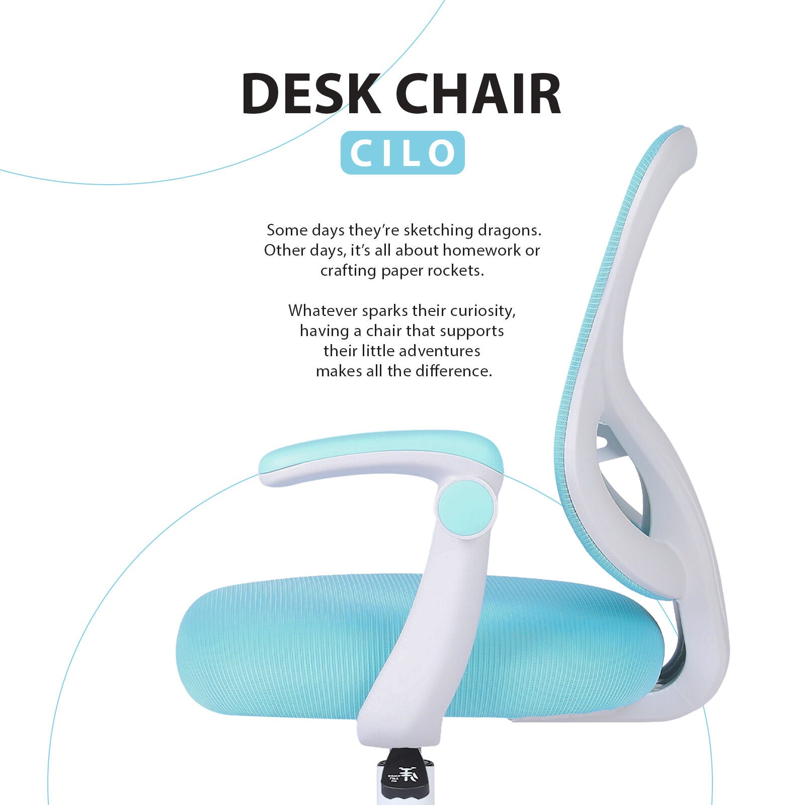 Kids Desk Chair - Children Office Study Seat with Footrest CILO - Blue V274-FT-OC-2615-FBU