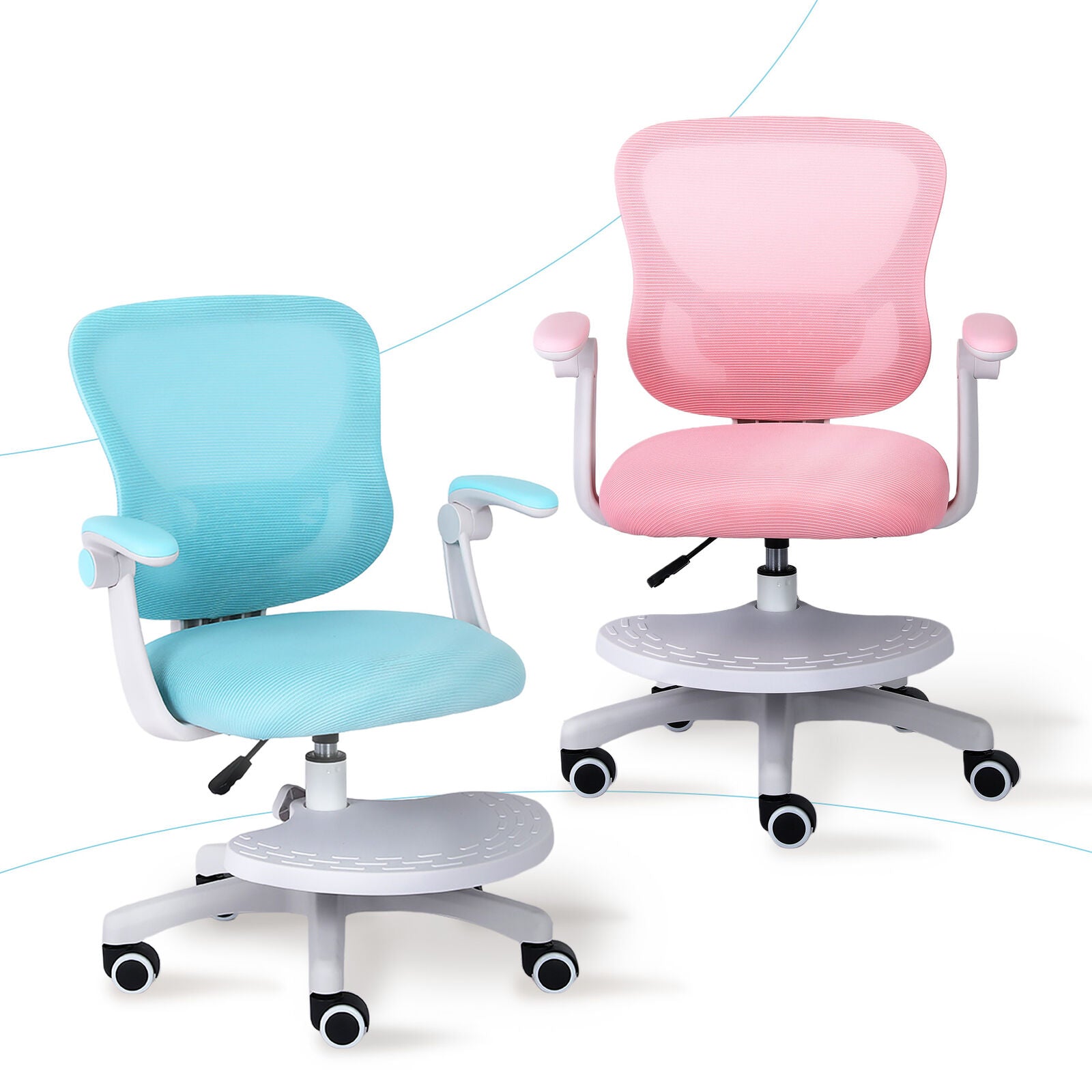 Kids Desk Chair - Children Office Study Seat with Footrest CILO - Blue V274-FT-OC-2615-FBU