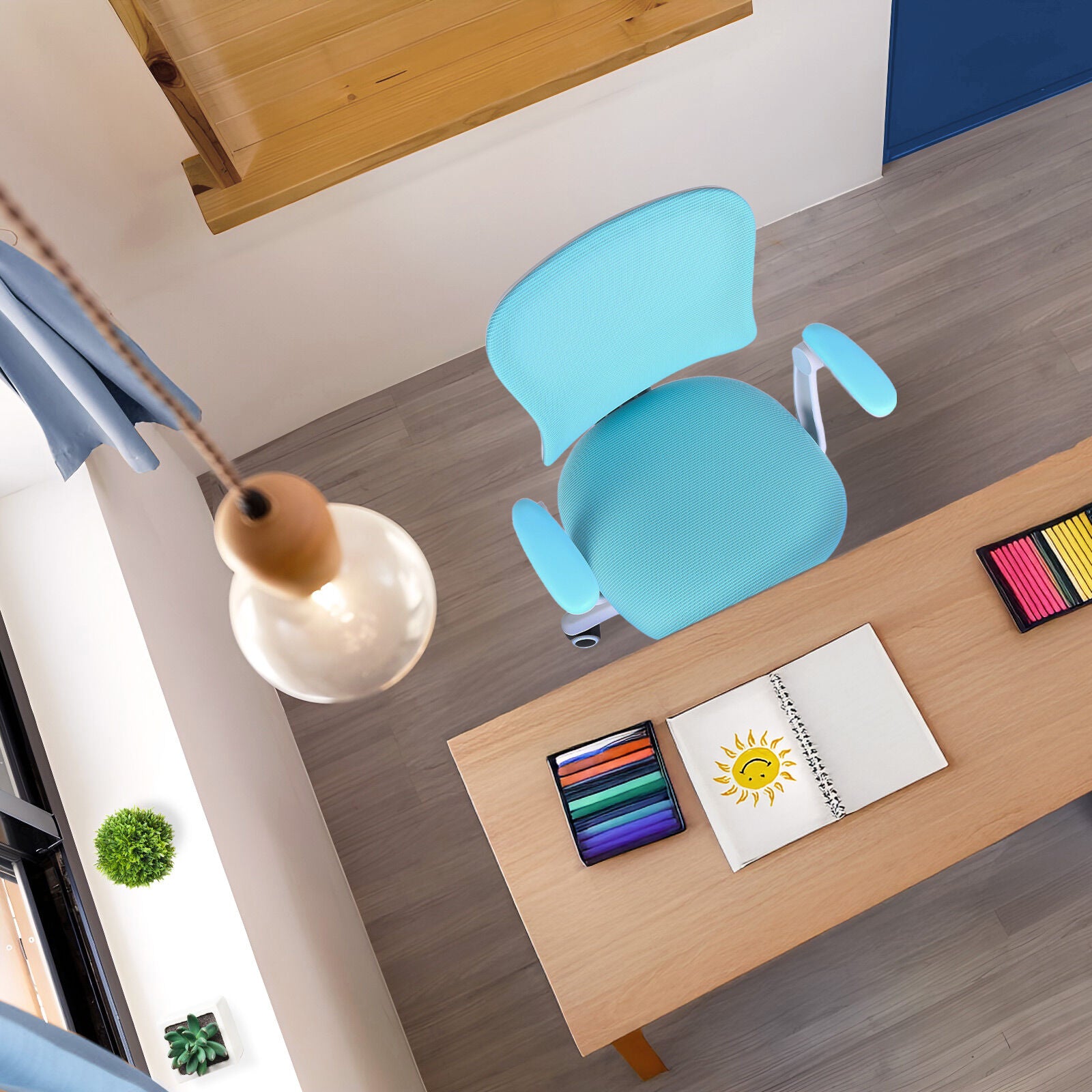 Kids Desk Chair - Children Office Study Seat with Footrest CILO - Blue V274-FT-OC-2615-FBU