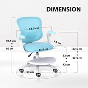 Kids Desk Chair - Children Office Study Seat with Footrest CILO - Blue V274-FT-OC-2615-FBU