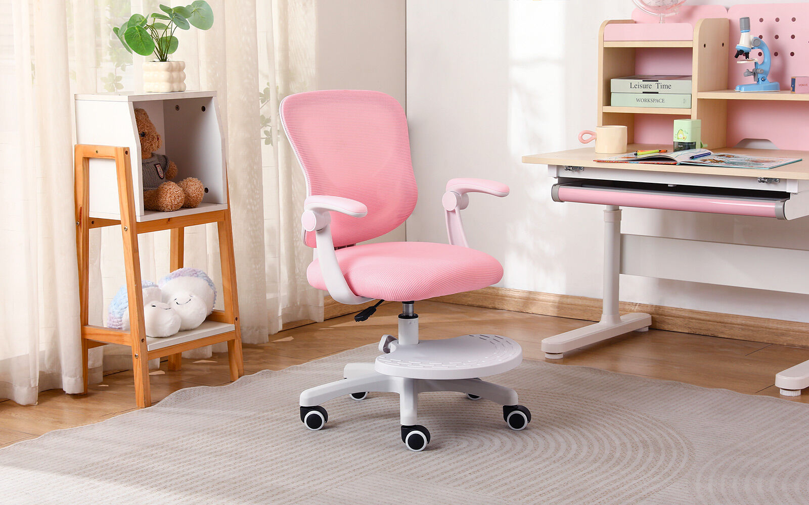 Kids Desk Chair - Children Office Study Seat with Footrest CILO - Pink V274-FT-OC-2615-FPK