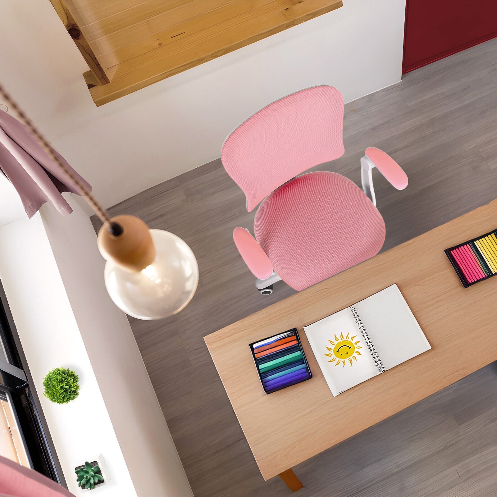 Kids Desk Chair - Children Office Study Seat with Footrest CILO - Pink V274-FT-OC-2615-FPK