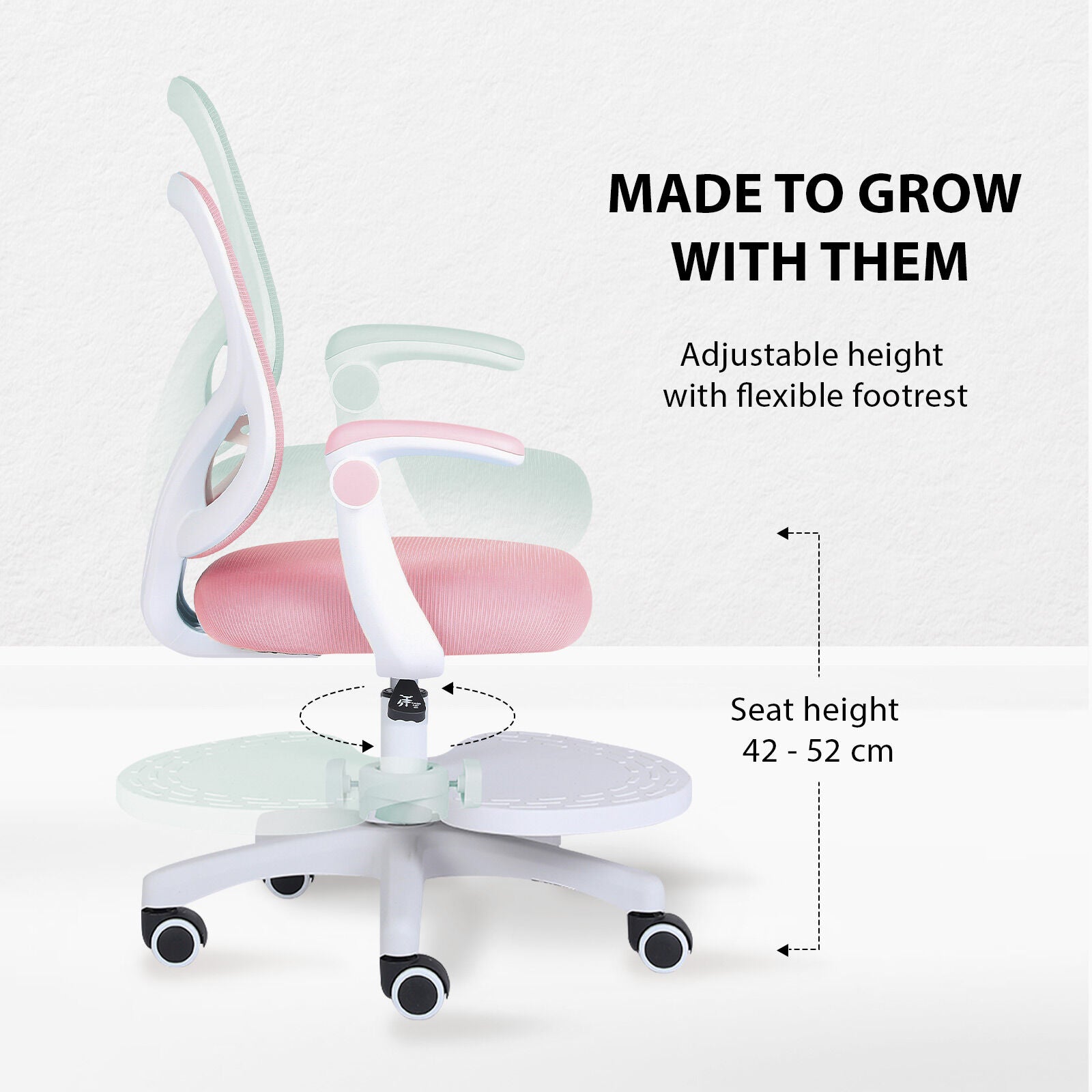 Kids Desk Chair - Children Office Study Seat with Footrest CILO - Pink V274-FT-OC-2615-FPK