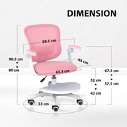 Kids Desk Chair - Children Office Study Seat with Footrest CILO - Pink V274-FT-OC-2615-FPK