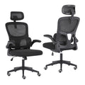 Work Office Chair - Lumber Support, Flip-up Armrest, Adjustable Headrest SITIO - Black V274-FT-OC-2656A-BK
