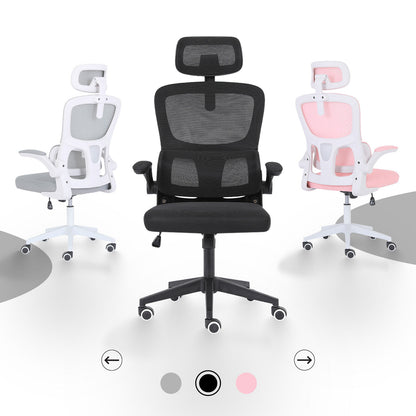 Work Office Chair - Lumber Support, Flip-up Armrest, Adjustable Headrest SITIO - Black V274-FT-OC-2656A-BK