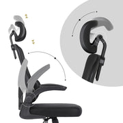 Work Office Chair - Lumber Support, Flip-up Armrest, Adjustable Headrest SITIO - Black V274-FT-OC-2656A-BK