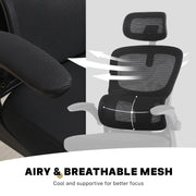 Work Office Chair - Lumber Support, Flip-up Armrest, Adjustable Headrest SITIO - Black V274-FT-OC-2656A-BK