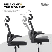 Work Office Chair - Lumber Support, Flip-up Armrest, Adjustable Headrest SITIO - Black V274-FT-OC-2656A-BK