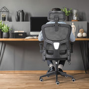 Work Office Chair - Lumber Support, Flip-up Armrest, Adjustable Headrest SITIO - Black V274-FT-OC-2656A-BK