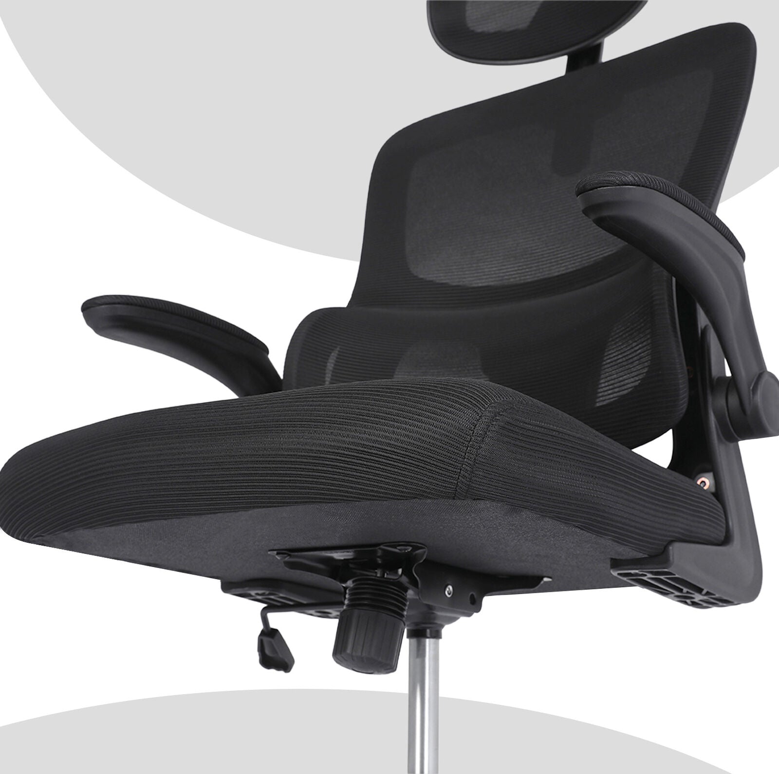 Work Office Chair - Lumber Support, Flip-up Armrest, Adjustable Headrest SITIO - Black V274-FT-OC-2656A-BK