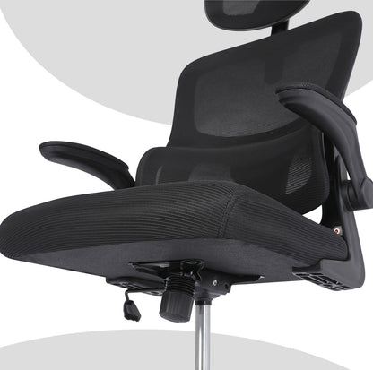 Work Office Chair - Lumber Support, Flip-up Armrest, Adjustable Headrest SITIO - Black V274-FT-OC-2656A-BK