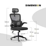 Work Office Chair - Lumber Support, Flip-up Armrest, Adjustable Headrest SITIO - Black V274-FT-OC-2656A-BK