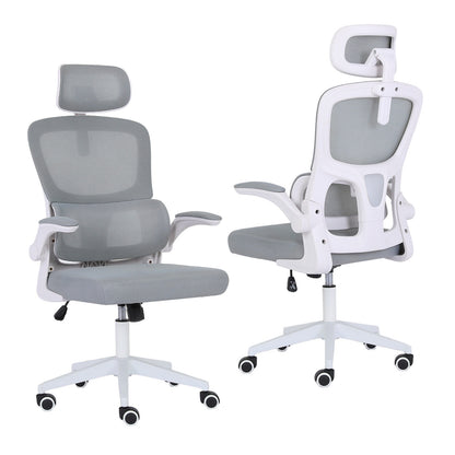 Work Office Chair - Lumber Support, Flip-up Armrest, Adjustable Headrest SITIO - GREY V274-FT-OC-2656A-WHGY