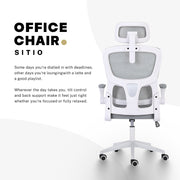 Work Office Chair - Lumber Support, Flip-up Armrest, Adjustable Headrest SITIO - GREY V274-FT-OC-2656A-WHGY
