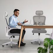 Work Office Chair - Lumber Support, Flip-up Armrest, Adjustable Headrest SITIO - GREY V274-FT-OC-2656A-WHGY