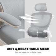 Work Office Chair - Lumber Support, Flip-up Armrest, Adjustable Headrest SITIO - GREY V274-FT-OC-2656A-WHGY