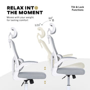 Work Office Chair - Lumber Support, Flip-up Armrest, Adjustable Headrest SITIO - GREY V274-FT-OC-2656A-WHGY