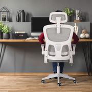 Work Office Chair - Lumber Support, Flip-up Armrest, Adjustable Headrest SITIO - GREY V274-FT-OC-2656A-WHGY