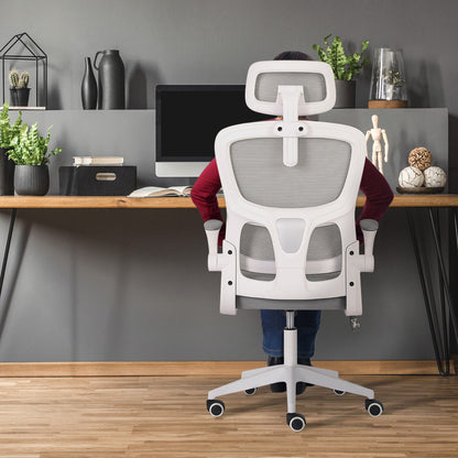 Work Office Chair - Lumber Support, Flip-up Armrest, Adjustable Headrest SITIO - GREY V274-FT-OC-2656A-WHGY