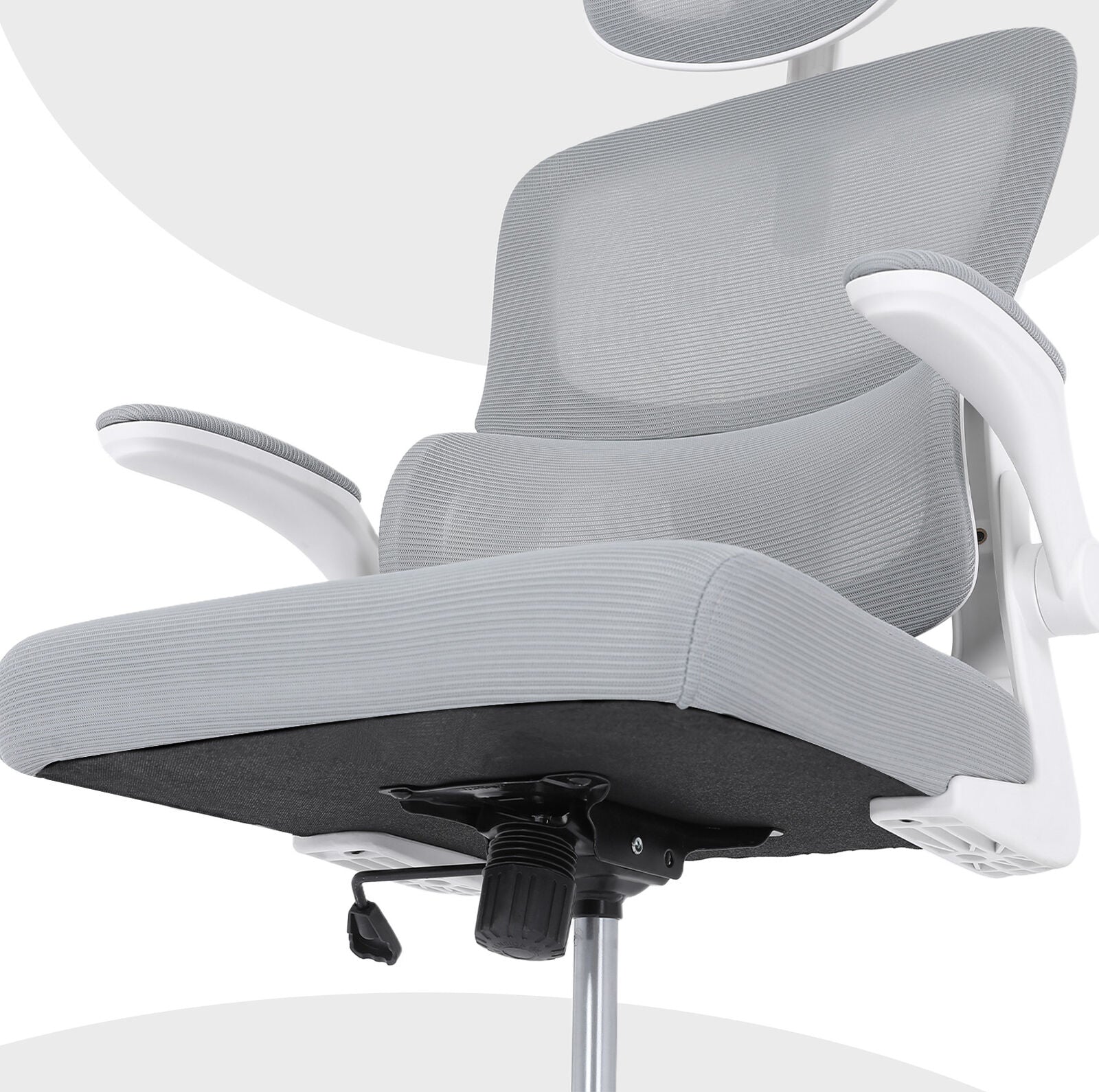 Work Office Chair - Lumber Support, Flip-up Armrest, Adjustable Headrest SITIO - GREY V274-FT-OC-2656A-WHGY