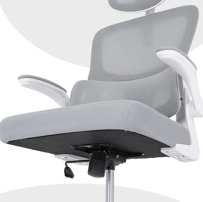 Work Office Chair - Lumber Support, Flip-up Armrest, Adjustable Headrest SITIO - GREY V274-FT-OC-2656A-WHGY