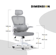 Work Office Chair - Lumber Support, Flip-up Armrest, Adjustable Headrest SITIO - GREY V274-FT-OC-2656A-WHGY
