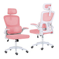 Work Office Chair - Lumber Support, Flip-up Armrest, Adjustable Headrest SITIO - Pink V274-FT-OC-2656A-WHPK