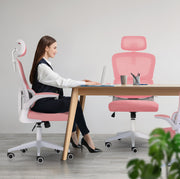 Work Office Chair - Lumber Support, Flip-up Armrest, Adjustable Headrest SITIO - Pink V274-FT-OC-2656A-WHPK